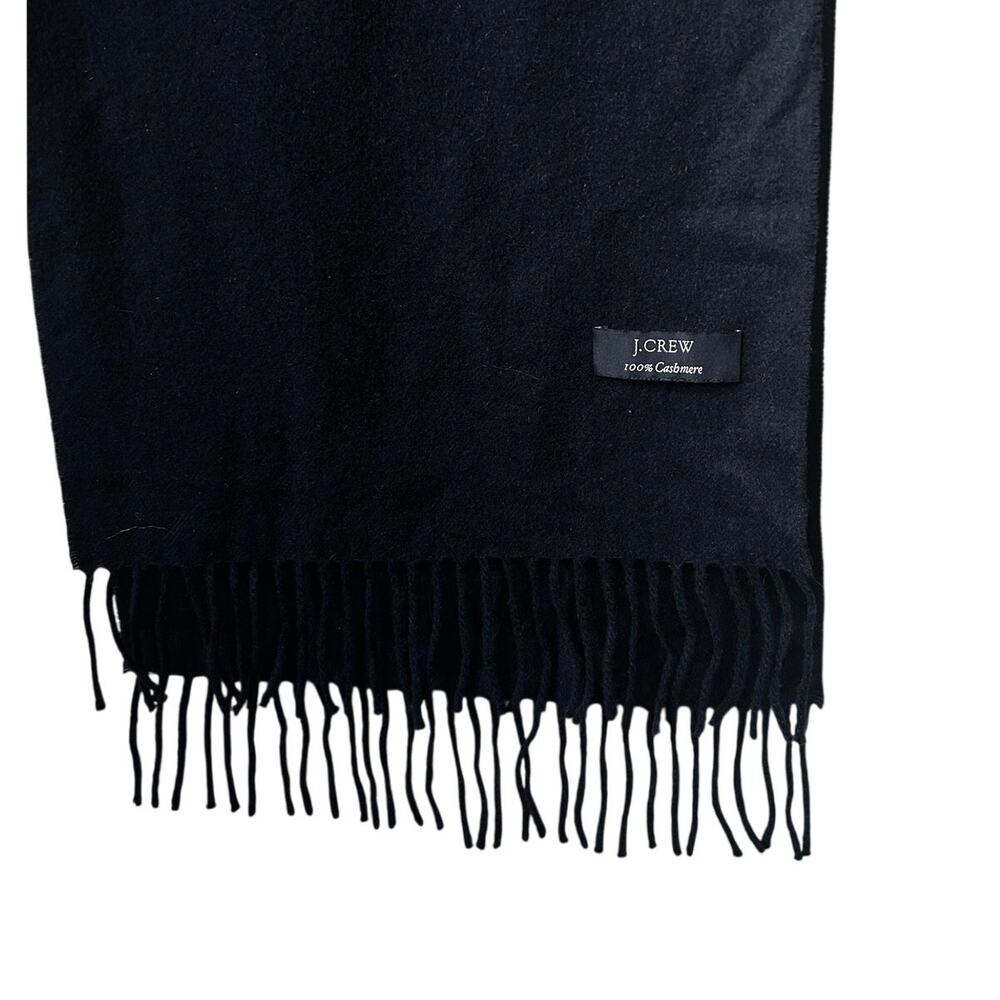 J.Crew 100% Cashmere Dark Blue Fringe Winter Scarf Classic Luxury Navy